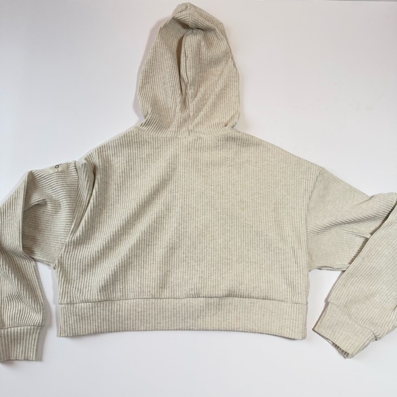 ALO Muse Hoodie Cropped Heathered Oatmeal Small - Picture 7 of 8